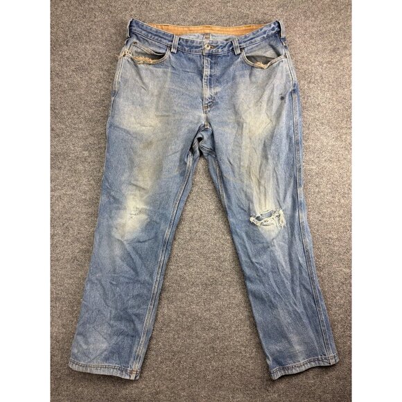 Duluth Trading Jeans Men's 38 x 34 Blue Denim Relaxed Fit Straight Medium Wash - Picture 1 of 7